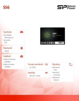 Silicon Power S56 120 GB, SSD form factor 2.5
