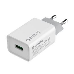 ColorWay AC Charger 1xUSB Quick Charge White, 1 m, 100-240 V, 18 W