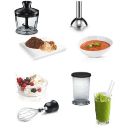 Bosch CleverMixx MSM2650B Black, Hand Blender, 600 W, Shaft material Stainless steel, Mini chopper, Material jar(s) Plastic