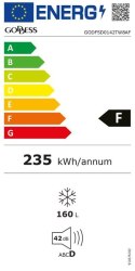 Goddess Freezer GODFSD0142TW8AF Energy efficiency class F, Free standing, Upright, Height 142 cm, Total net capacity 160 L, Whit