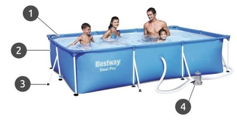 Basen stelażowy z pompą 300x201x66cm BESTWAY 56411 Basen stelażowy z pompą 300x201x66cm BESTWAY 56411