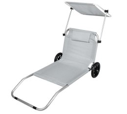 Leżak na kółkach z daszkiem - szary L5382