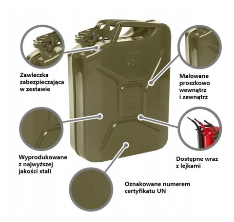 KANISTER NA PALIWO 20 LITRÓW 3,71kg WYKONANY ZE STALI WALCOWANEJ KANISTER NA PALIWO 20 LITRÓW 3,71kg WYKONANY ZE STALI WALCOWANEJ