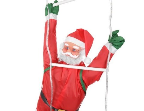 Mikołaj na drabince LED - multicolor - 120 cm