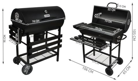 Grill ogrodowy z pokrywą - beczka G8057 Grill ogrodowy z pokrywą - beczka G8057