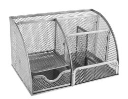 Przybornik na biurko - 6 komór - szary