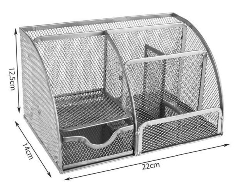 Przybornik na biurko - 6 komór - szary