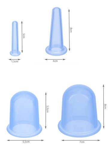 Bańki chińskie silikonowe z masażerem-zestaw BLUE