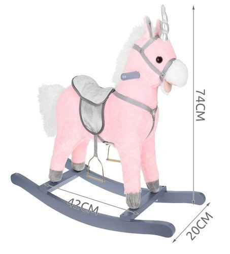 Koń na biegunach 74cm/K9337 różowo-srebrny Kruzzel Koń na biegunach 74cm/K9337 różowo-srebrny Kruzzel