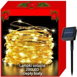 Lampki choinkowe solarne-druciki 200LED c.biały