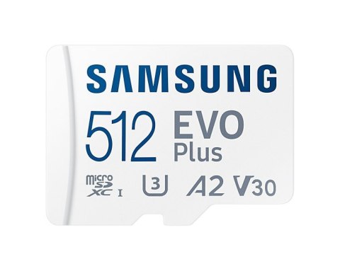 Samsung microSD Card EVO PLUS 512 GB, MicroSDXC, Flash memory class 10, SD adapter