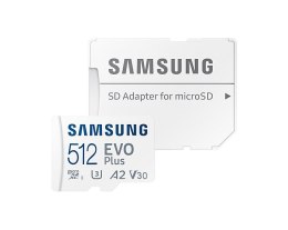 Samsung microSD Card EVO PLUS 512 GB, MicroSDXC, Flash memory class 10, SD adapter