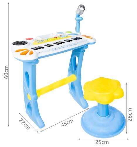 Organy - keyboard z krzesełkiem - niebieskie Organy - keyboard z krzesełkiem - niebieskie