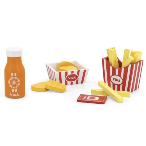 VIGA DREWNIANY ZESTAW FAST FOOD SOK FRYTKI VIGA DREWNIANY ZESTAW FAST FOOD SOK FRYTKI
