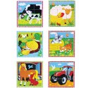 Układanka Drewniana Puzzle Viga Toys 6 Klocków 6 Obrazków Farma