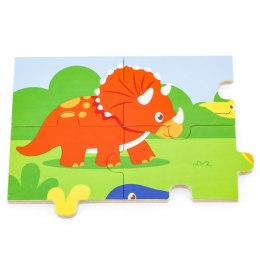 VIGA Drewniane Puzzle Dinozaury 16 elementów