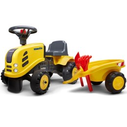 FALK TRAKTOREK BABY KOMATSU ŻÓŁTY Z PRZYCZEPKĄ