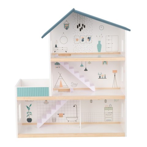 TOOKY TOY Duży Drewniany Domek dla Lalek + Figurki TOOKY TOY Duży Drewniany Domek dla Lalek + Figurki