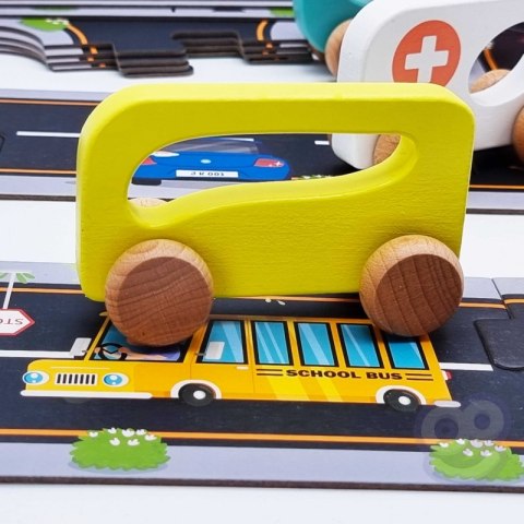 TOOKY TOY Zestaw Droga Puzzle dla Dzieci Autostrada Makieta 21 el. Certyfikat FSC + 6 Pojazdów Drewnianych TOOKY TOY Zestaw Droga Puzzle dla Dzieci Autostrada Makieta 21 el. Certyfikat FSC + 6 Pojazdów Drewnianych