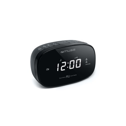 Muse Dual Alarm Clock Radio PLL M-185CR Black