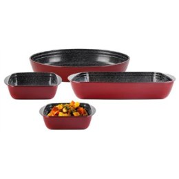 Stoneline Casserole dish set of 4pcs 21789 1+1+3+3.6 L, 20x17/35x24/39x24 cm, Borosilicate glass, Red, Dishwasher proof