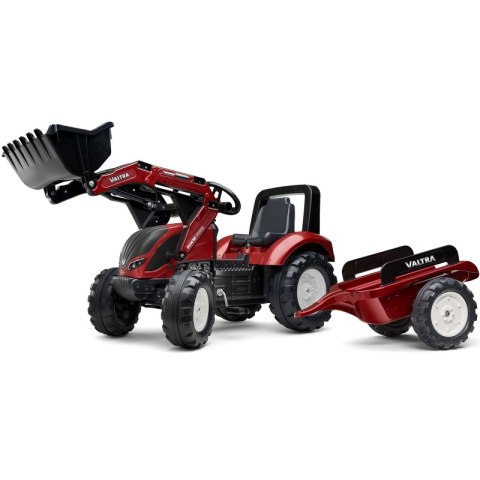 FALK Traktor Valtra Bordowy na Pedały z Przyczepką i Łyżką od 3 Lat FALK Traktor Valtra Bordowy na Pedały z Przyczepką i Łyżką od 3 Lat