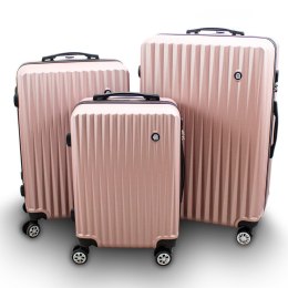 3x WALIZKI PODRÓŻNE ZESTAW BAGAŻ BARUT ROSEGOLD BAGAŻ OBROTOWE KÓŁKA