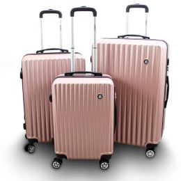3x WALIZKI PODRÓŻNE ZESTAW BAGAŻ BARUT ROSEGOLD BAGAŻ OBROTOWE KÓŁKA