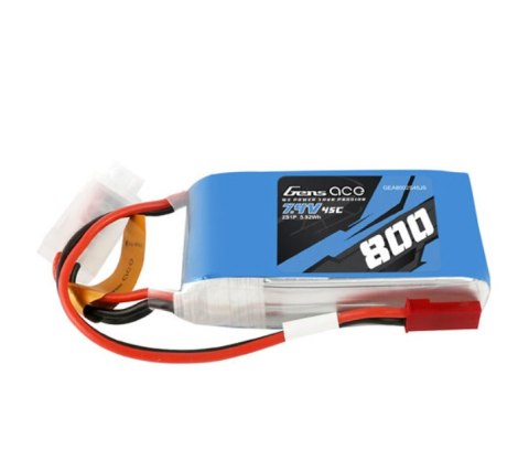 800mAh 7.4V 45C Gens Ace 2S LiPo RC z wtyczką JST-SYP