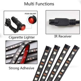 OŚWIETLENIE DO SAMOCHODU 4x LED TAŚMA RGB ADAPTER ZESTAW OŚWIETLENIOWY