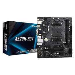 ASRock A520M-HDV Rodzina procesorów AMD, Gniazdo procesora AM4, DDR4 DIMM, Gniazda pamięci 2, Obsługiwane interfejsy dysków twar