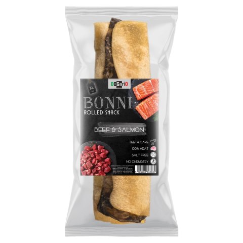 Dogario Bonni Rolled Snack XL - gryzak rolada wołowina i łosoś