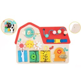 TOOKY TOY Drewniana Tablica Manipulacyjna Zapinki Otwieranie i Zamykanie Zamków Zwierzątka