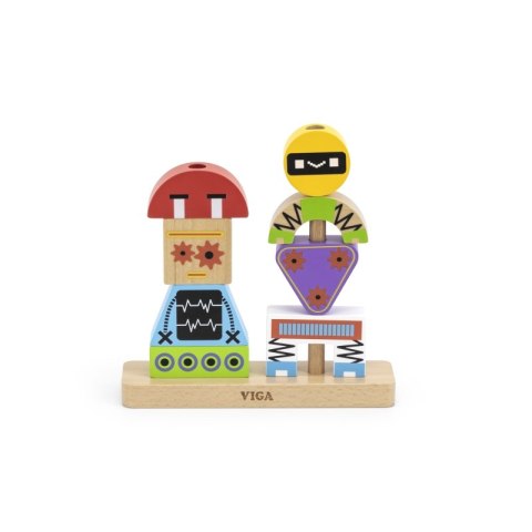 VIGA Układanka Piramidka Roboty + Wzory 8 el. VIGA Układanka Piramidka Roboty + Wzory 8 el.