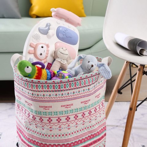 POJEMNIK KOSZ MATERIAŁOWY DO PRZECHOWYWANIA 43x33cm WOREK STYLISTYKA BOHO POJEMNIK KOSZ MATERIAŁOWY DO PRZECHOWYWANIA 43x33cm WOREK STYLISTYKA BOHO