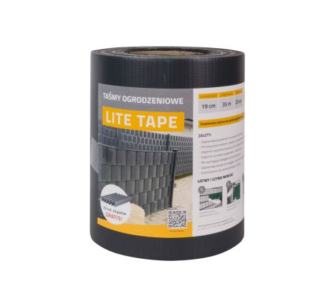 TAŚMA OGRODZENIOWA GRAFIT 19CM X 35MB LITE PVC 450G/M2 + 20 KLIPSÓW GRATIS TAŚMA OGRODZENIOWA GRAFIT 19CM X 35MB LITE PVC 450G/M2 + 20 KLIPSÓW GRATIS