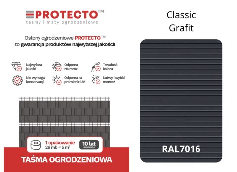 TAŚMA OGRODZENIOWA 50MB THERMOPLAST CLASSIC LINE 4,75CM GRAFIT SOLIDNA TAŚMA OGRODZENIOWA 50MB THERMOPLAST CLASSIC LINE 4,75CM GRAFIT SOLIDNA