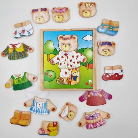 Viga Drewniana Układanka Logiczna Puzzle Ubierz Misia Dziewczynkę Viga Drewniana Układanka Logiczna Puzzle Ubierz Misia Dziewczynkę