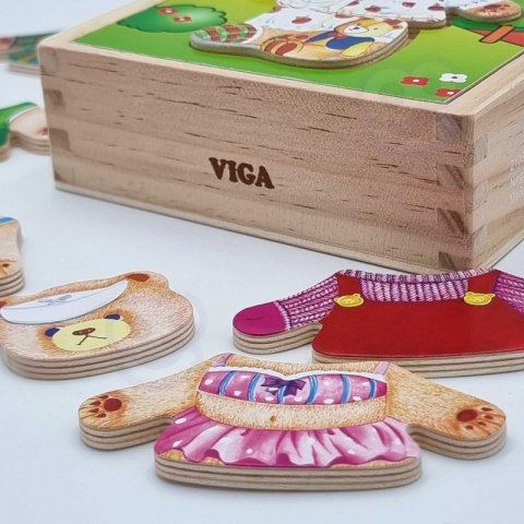 Viga Drewniana Układanka Logiczna Puzzle Ubierz Misia Dziewczynkę Viga Drewniana Układanka Logiczna Puzzle Ubierz Misia Dziewczynkę