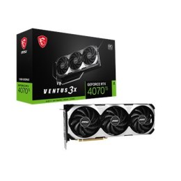 MSI GeForce RTX 4070 Ti VENTUS 3X 12G OC NVIDIA, 12 GB, GeForce RTX 4060 Ti, GDDR6X, PCI Express Gen 4, liczba portów HDMI 1, ta