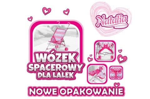 WÓZEK DLA LALEK SPACERÓWKA LEKKI RÓŻOWY + PASY WÓZEK DLA LALEK SPACERÓWKA LEKKI RÓŻOWY + PASY