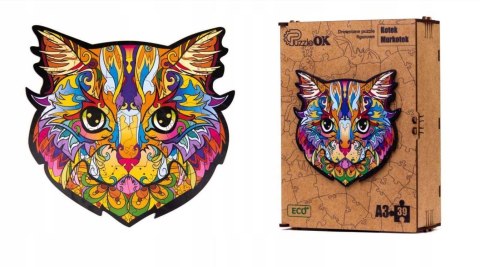 PUZZLE DREWNIANE UKŁADANKA KOT KOTEK KOLOROWY PUZZLE DREWNIANE UKŁADANKA KOT KOTEK KOLOROWY