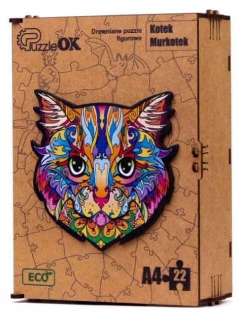 PUZZLE DREWNIANE UKŁADANKA KOT KOTEK KOLOROWY PUZZLE DREWNIANE UKŁADANKA KOT KOTEK KOLOROWY