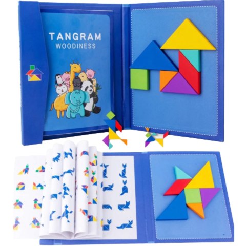 TANGRAM KLOCKI MAGNETYCZNE DREWNIANA UKŁADANKA XL TANGRAM KLOCKI MAGNETYCZNE DREWNIANA UKŁADANKA XL