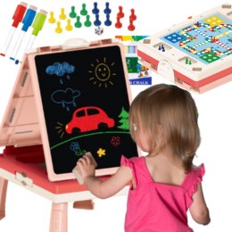 DUŻA TABLICA EDUKACYJNA MAGNETYCZNA DWUSTRONNA KREDOWA STOLIK MARKERY