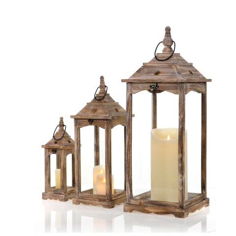 Latarnia drewniana s/3 h=36,5/55/76cm