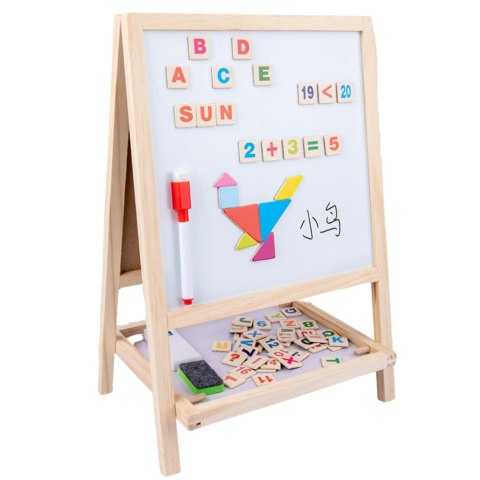 TABLICA DREWNIANA MAGNETYCZNA DWUSTRONNA ZESTAW CYFRY LITERKI TANGRAM KREDY TABLICA DREWNIANA MAGNETYCZNA DWUSTRONNA ZESTAW CYFRY LITERKI TANGRAM KREDY