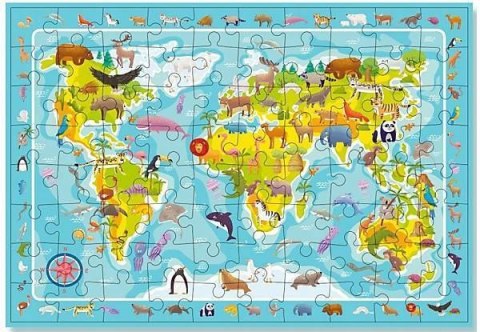 Puzzle Obserw. Mapa Swiata Zwierzat, 80 el. 300133 Puzzle Obserw. Mapa Swiata Zwierzat, 80 el. 300133