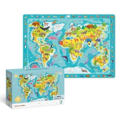 Puzzle Obserw. Mapa Swiata Zwierzat, 80 el. 300133 Puzzle Obserw. Mapa Swiata Zwierzat, 80 el. 300133