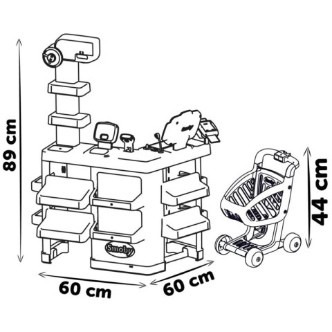 SMOBY Sklep Supermarket z Wózkiem Elektroniczną Kasą ze Skanerem SMOBY Sklep Supermarket z Wózkiem Elektroniczną Kasą ze Skanerem